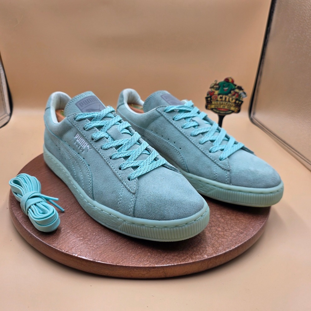 Puma Suede Classic Mint Green Aqua Suede Sneakers Womens 10 362303-02 Low Top